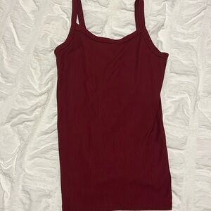 “no boundaries” maroon ribbed tank